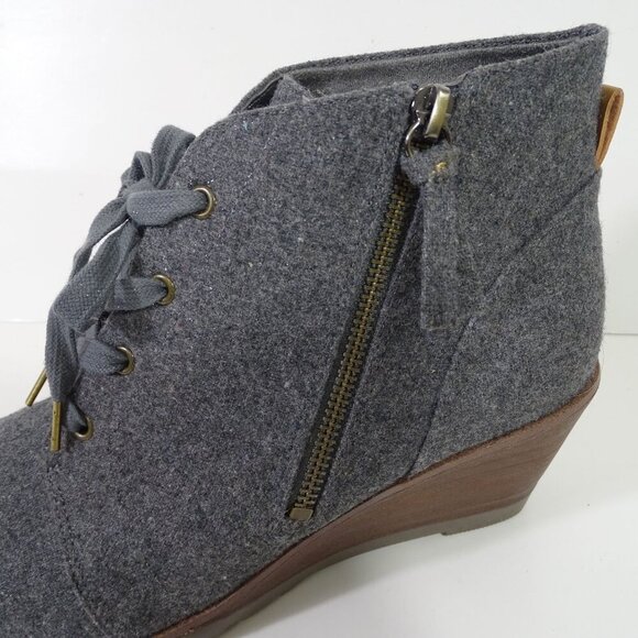 Dr Scholls Gray Wedge Ankle Boots Booties Women Size 10 M Polyester Wool Blend - Picture 2 of 10